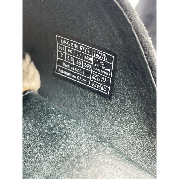 UGG Abbie Winter Clogs Womens Size 7 Black Suede Wooden Platform Slip on Hippie - Picture 6 of 9